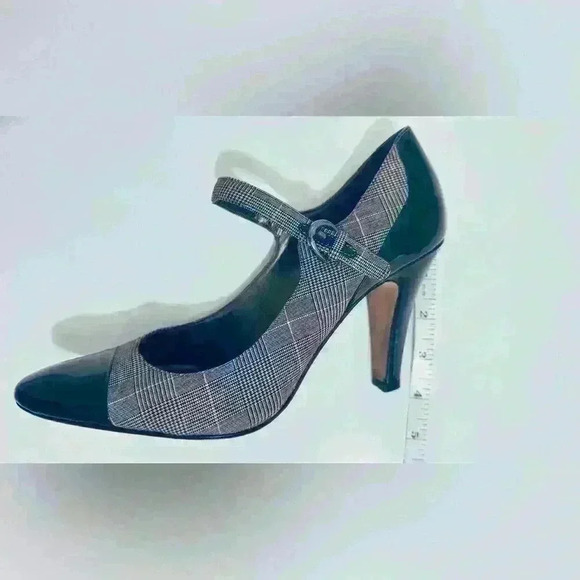 Circa Joan & David Women’s Size 7.5 Heels w/ Plaid Fabric & Black Patent Leather - Picture 12 of 14